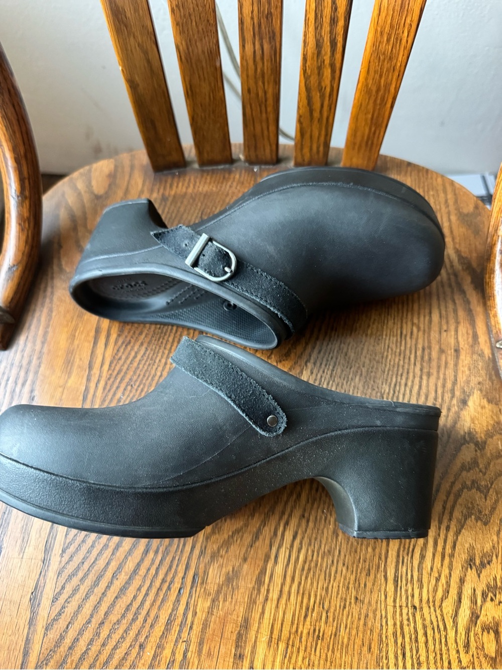 CROCS Black Women's Mule Clogs with Buckle Strap